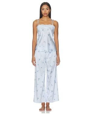 Flora Nikrooz Celeste Printed Stretch Charm Cami And Pant Set With Lace - White