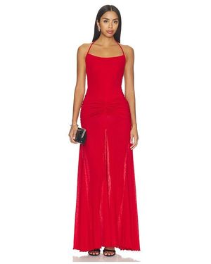 Siedres Nensi Ruched Mesh Maxi Dress - Red