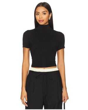 LNA Demi Fitted Mock Neck Top - Black