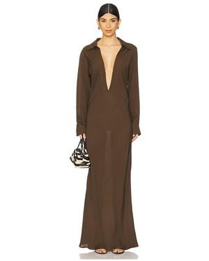 Courtney Zheng Isla Deep V Gown - Natural
