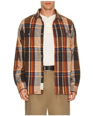 Schott Nyc Heavy Flannel Work Shirt - Brown