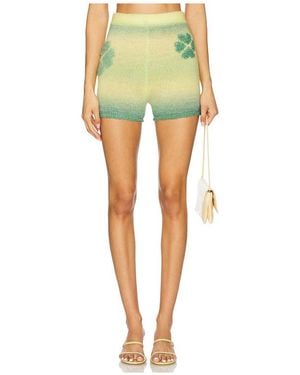 SUSAN FANG Gradient Clover Knit Mini Shorts - Green