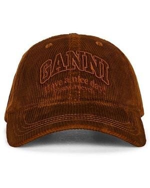 Ganni Corduroy Cap - Brown