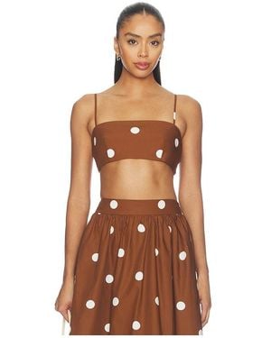 Susana Monaco Polka Poplin Crop String Top - Brown