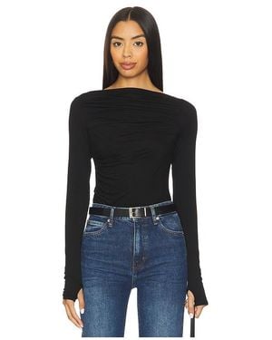 Enza Costa Draped Boatneck Top - Black