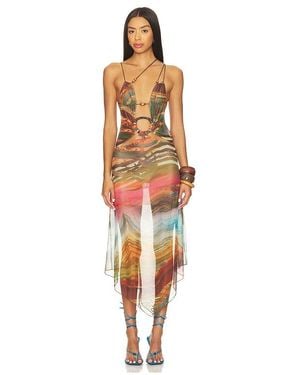 Jaded London Wooden Trim Mesh Dress - Multicolor