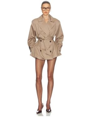 Helsa Short Bubble Hem Trench - Natural