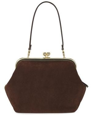 COACH Suede Kisslock Frame Bag 27 - Brown