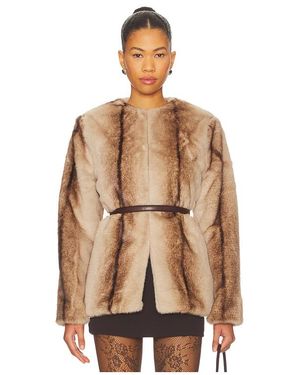 Line & Dot The City Faux Fur Jacket - Natural