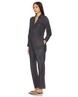 HATCH The Everyday Nursing Denim Jumpsuit - Black