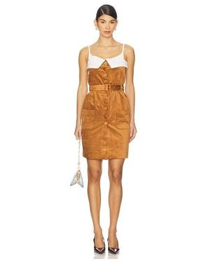 ShuShu/Tong Fan-shaped Turn-down Collar Camisole Dress - Brown