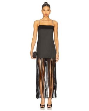 Shona Joy Moraya Square Neck Fringe Maxi Dress - Black