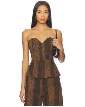 Line & Dot Iggy Peplum Top - Brown