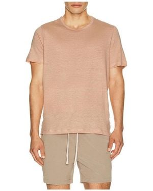 Onia Stretch Linen Crewneck Tee Shirt - Natural