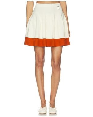 Khalhon Varsity Flare Knit Skirt - Orange