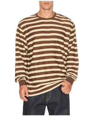 Rhythm Textured Stripe Long Sleeve Tee Shirt - Brown