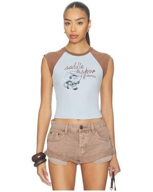 Daydreamer Oberteil Saddle & Spur Motel Raglan Tank - Blau