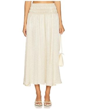 Enza Costa X Revolve Textured Satin Smocked Skirt - Natural