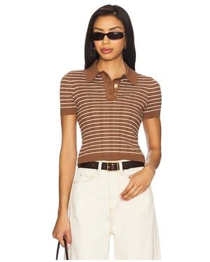 Lovers + Friends Camelia Stripe Short Sleeve Polo - Multicolour