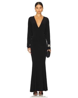 Norma Kamali Dolman V Neck Fishtail Gown - Black