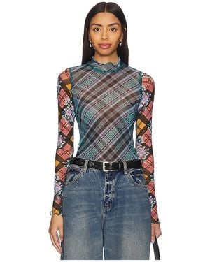 Free People X Revolve Chloe Printed Mesh Top - Blue