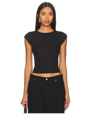 Nii HAI Pointelle Knit Lace Tee - Black