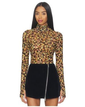 AFRM Zadie Flocked Mesh Top - Blue