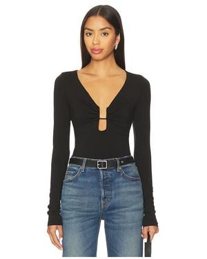 GOOD AMERICAN Jersey U Wire Long Sleeve Top - Black
