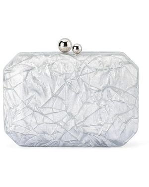OLGA BERG Mateo Metallic Clutch - White