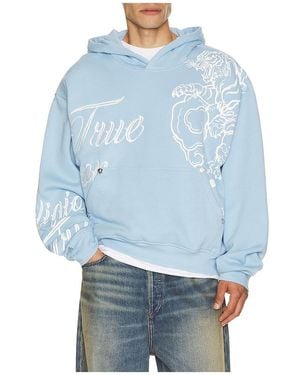 TRUE RELIGION Tiger Script Boxy Hoodie - Blue