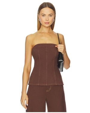 SNDY'S Lex Denim Corset Top - Brown