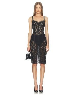 L'Agence Jennifer Lace Bustier Midi Dress - Black