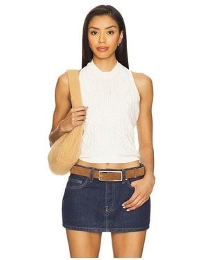 Central Park West Junie Cabled Halter Top - Blue