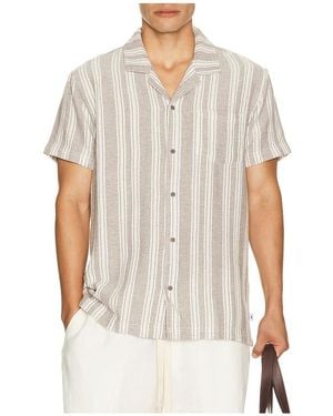 Vintage Summer Basket Weave Camp Shirt - White