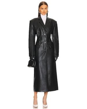 Helsa Waterbased Faux Leather Long Coat - Black