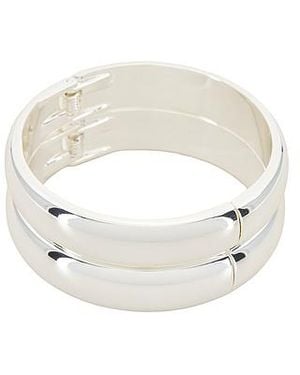 Ettika Conjunto De Brazalete Simple Stack En Color Plateado Metálico Talla - Blanco