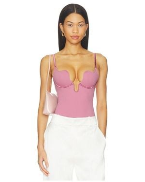 Fleur du Mal Le Stretch Micro Seduce U-Plunge Bodysuit - Pink