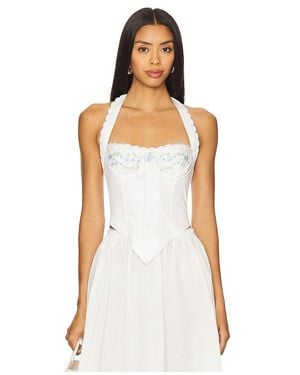 For Love & Lemons Bustier-Oberteil Aus Popeline Tea Time - Weiß