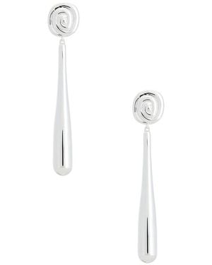 Eliou BOUCLES D'OREILLES PENDANTES ONDA en Metallic Silver. - Blanc