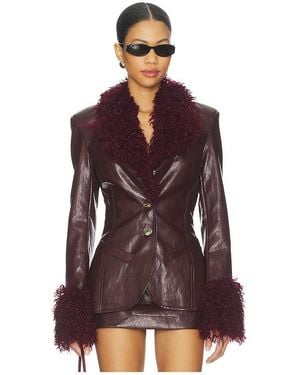 Milkwhite Fitted Blazer With Faux Fur Detail - Purple