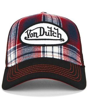 Von Dutch Plaid Trucker Hat - Red