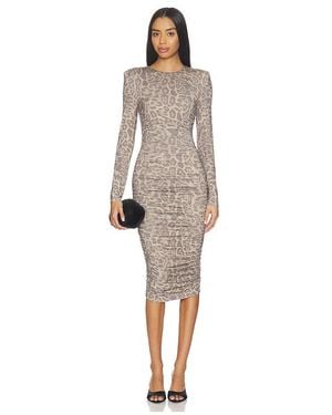 L'Agence Paityn Long Sleeve Shirred Dress - Natural
