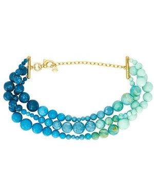 Lele Sadoughi Riviera Diana Triple Row Necklace - Blue