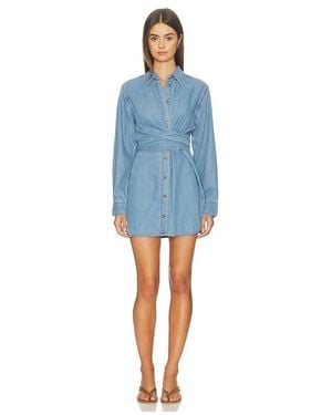 GOOD AMERICAN Denim Wrap Shirt Dress - Blue