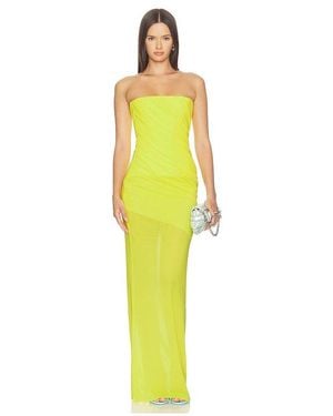 Alex Perry Strapless Tucked Column Dress - Yellow