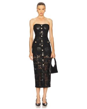 Generation Love Misha Faux Leather Guipure Midi Dress - Black