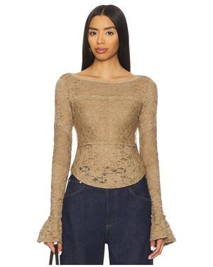 Free People Capas De Encaje De Manga Larga En Color Taupe Talla (También En M, S, Xs) - Azul
