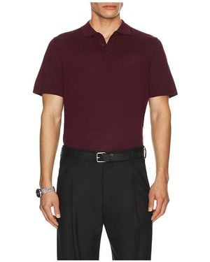 Onia Extra Fine Merino Wool Polo en Wine - Rouge