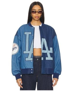 Terez X Revolve Dodgers Denim Logo Bomber - Blue