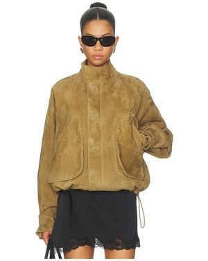 The Attico Suede Bomber Jacket - Natural